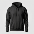 Generated mockup of a black pullover hoodie