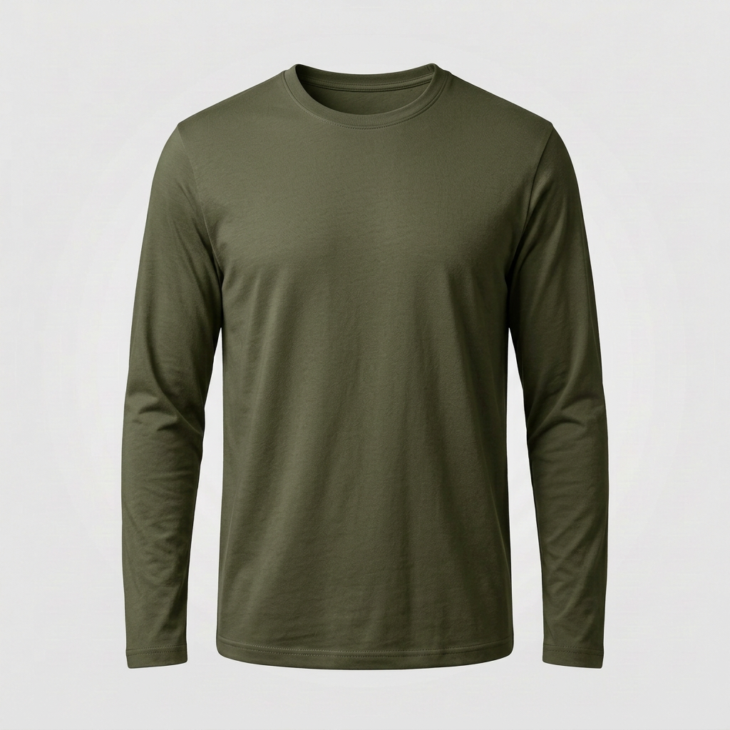 Generated dark olive green long-sleeve T-shirt mockup