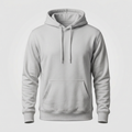 Generated mockup of a light gray pullover hoodie