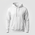 Generated product mockup of a white pullover hoodie